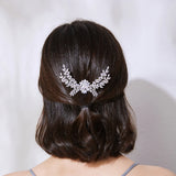 LUOTEEMI Luxury Cubic Zirconia Bridal Hair Comb Big Crystal Flower Women Wedding CZ Hair Jewelry Bijoux femme Ornaments Jewelry