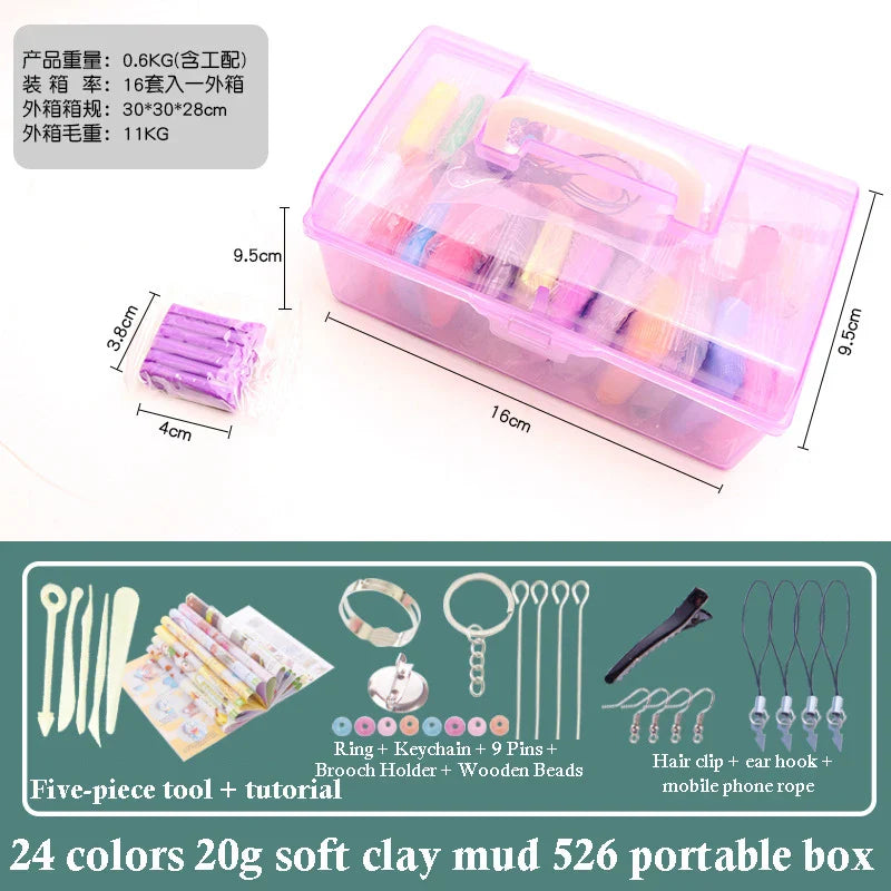 32 Color 3D Clay Plasticine Portable Box New Clay Creative Puzzle Tool Set Polymer Modeling Clay Oven Bake Clay 24pc Clay Mold