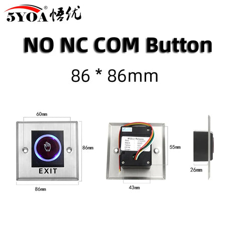 Access Button Door Exit Push Switch No Touch Release Gate Opener Door Access Control System Entry Open Touch