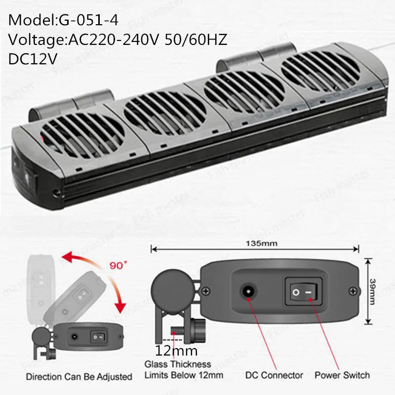 Fish tank 1 2 3 4 5 6 head powerful cooling fan stepless speed change fan aquarium grass tank summer quiet cooling equipment