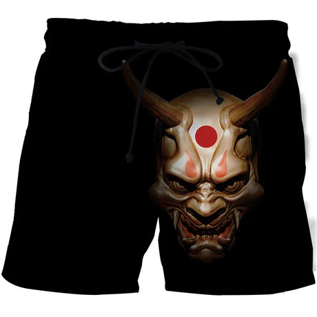 Hot Sale Skull Horror 3D Printe Beach Short Men's Shorts Anime Pants Quick-drying Street Clothing Black Short Casual short homme