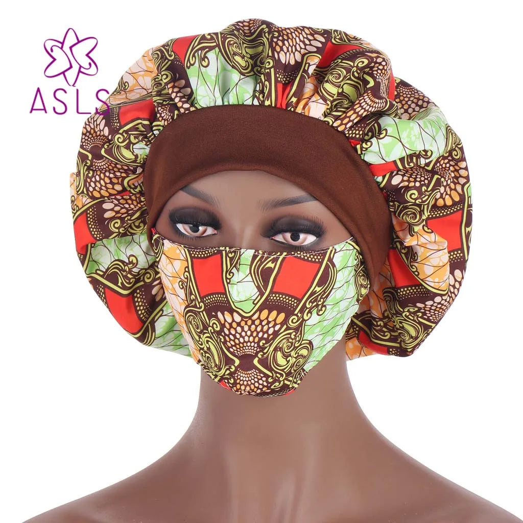 2021 New African pattern multicolor nightcap fashion mask hat suit headscarf cap women's hood Sleep Night Cap Hair accessories