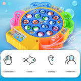 New Kids Fishing Toys Electric Rotating Fishing Play Game Musical Fish Plate Set Magnetic Outdoor Sports Toys for Children Gifts