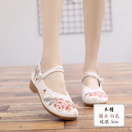 comemore Jacquard Embroidered Women Soft Bottom Ballet Flats Elegant Ladies Casual Strap Ballerinas Chinese Style Cotton Shoes