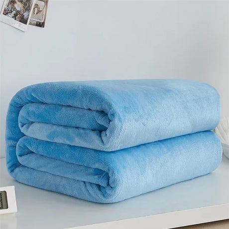 Soft Warm Coral Fleece Flannel Blankets For Beds Faux Fur Mink Throw Solid Color Sofa Cover Bedspread Winter Plaid Blankets