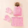 3pcs/set Kids Winter Hat Scarf Mittens Set Toddler Knitted Girls Children Neck Warmer Boys Warm Gloves 0-36 Months