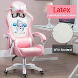 WCG Cute Girl Pink Computer Chair Home Office Furniture Sofa Chair Cartoon Anime Bedroom Lift Rotary Reclining Game Chair