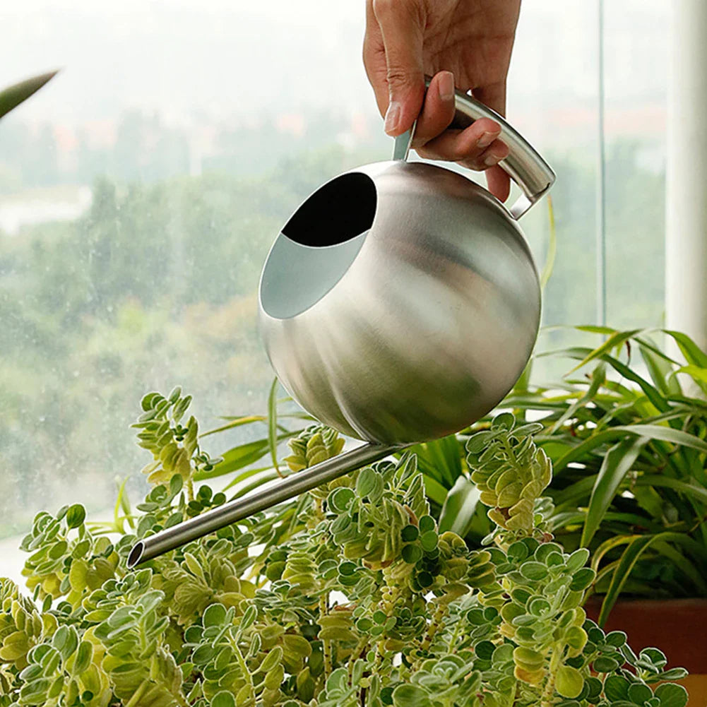 1L Stainless Steel Watering Pot Gardening Potted Small Watering Can With Handle For Watering Plants Flower Garden Tool