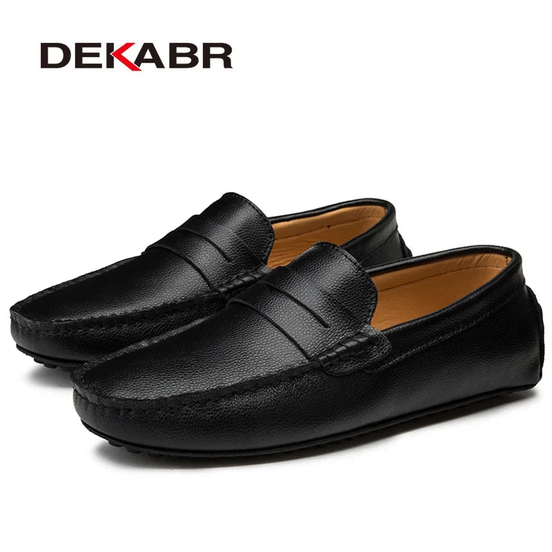 DEKABR Big Size 38~49 Men Loafers Real Leather Shoes Fashion Men Boat Shoes Brand Men Casual Leather Shoes Male Flat Shoes