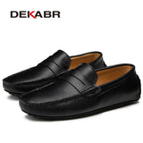 DEKABR Big Size 38~49 Men Loafers Real Leather Shoes Fashion Men Boat Shoes Brand Men Casual Leather Shoes Male Flat Shoes