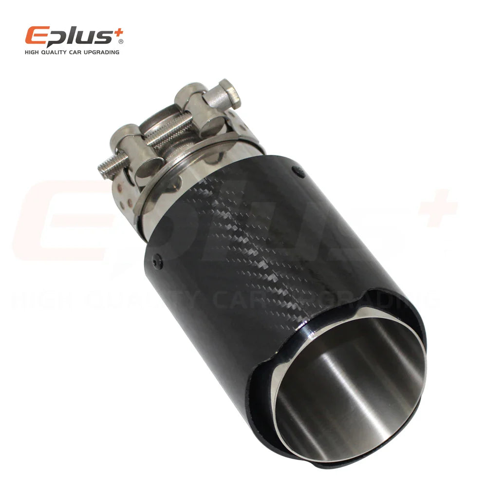 Car Glossy Carbon Fibre Exhaust System Muffler Pipe Tip Straight Universal Silver Stainless Mufflers Decorations For Akrapovic