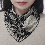 Korean Floral Print Button Bib Protect Cervical Spine Triangle Headkerchief Summer Woman Fake Collar Neck Guard Silk Scarf T76