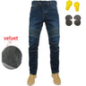 Motorcycle Winter Riding Velvet Jeans Snowmobile Riding Wind And Cold Lamb Velvet Drop-resistant Pants With Protective Gears