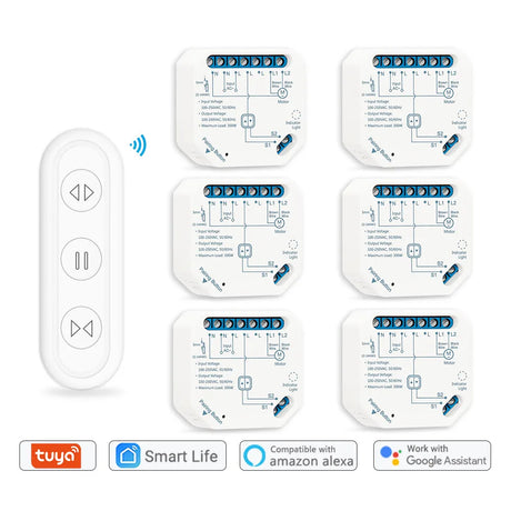 WiFi Curtain Roller Shutter Switch Module with RF Remote Tuya Smart Life App Timer Google Home Alexa Voice Control