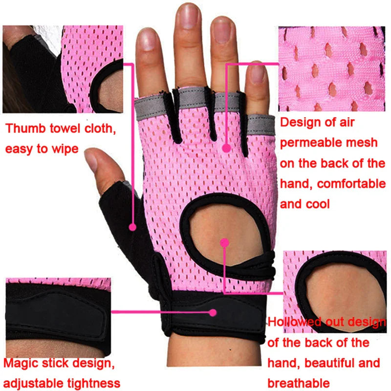 Coolfit Breathable Fitness Gloves Weight Lifting For Heavy Exercise Sport Gym Gloves Women Body Building Non-Slip Half Finger