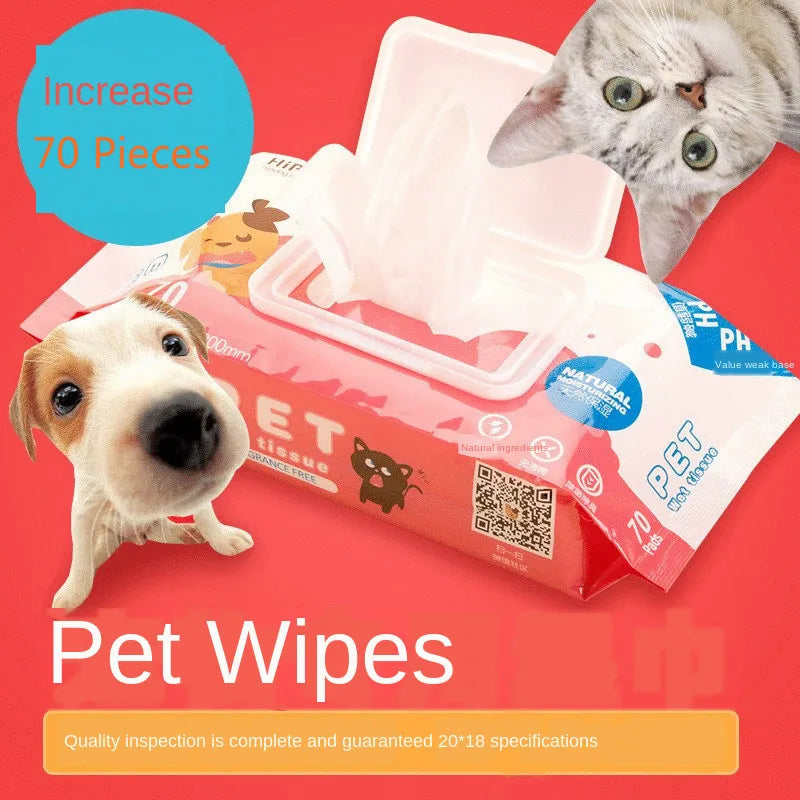 (70pcs/pack)Professional Puppy Wet Tissue Small Dog Wipes Summer Litter Housebreaking Clean Paper Towel For Pets