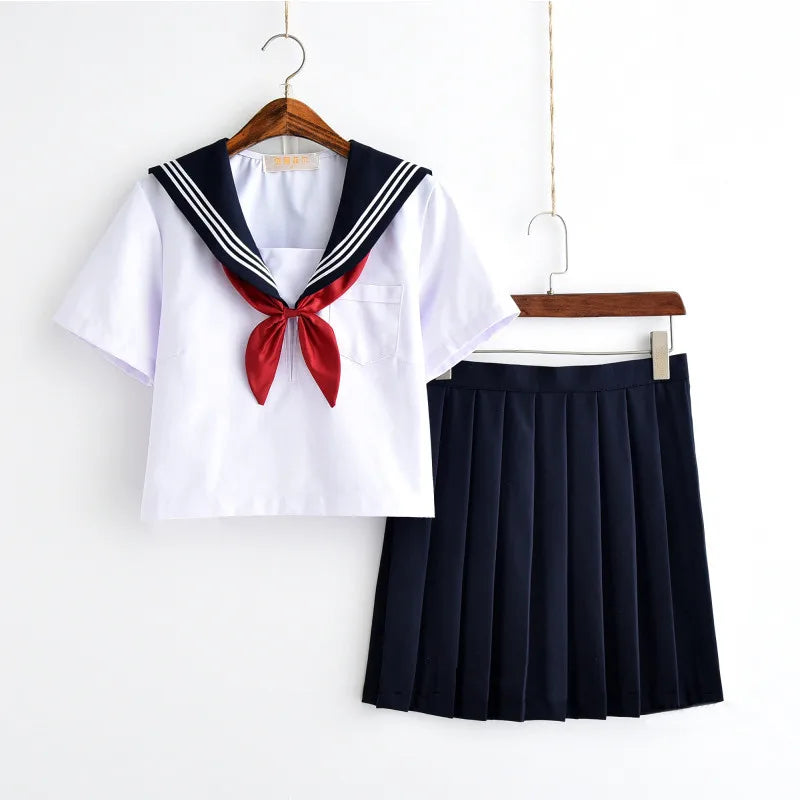 White Schoolgirl Uniform Japanese Class Navy Sailor School Uniforms Students Clothes For Girls Anime COS Sailor JK Navy Suit