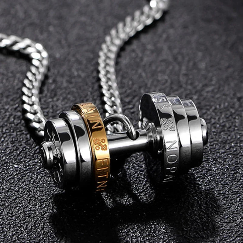 dumbbel necklace male Couple necklace pendant stainless steel Fitness necklace Barbell Sporty gifts for man jewelry for neck