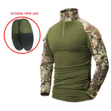 Men Combat Work Clothes Long Sleeve Tactical Elbow Pads Uniform Cotton Military CP Camouflage Shirt Man T Shirts