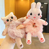 2pcs Plush Animal Scrunchie Set Elastic Hair tie Ponytail Rubber Band Accessories Kawaii Stuffed Cartoon Frog Cat Hair Rope Girl