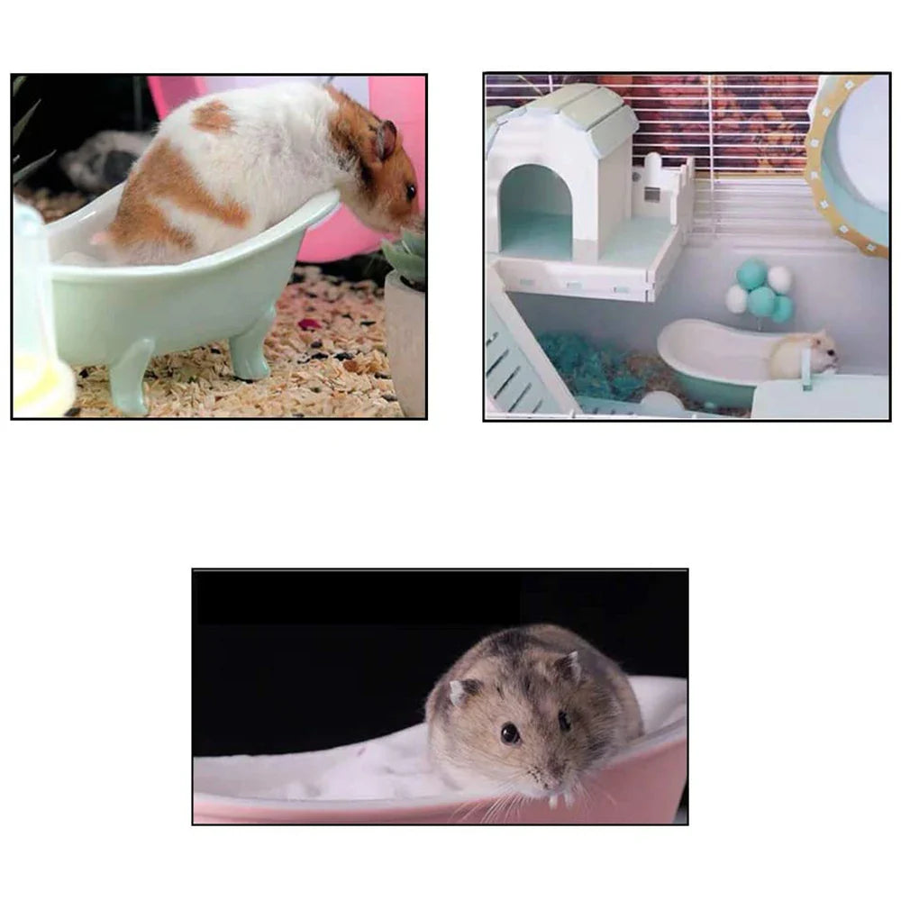 Small Animal Hamster Bed Ice Bathtub Accessories Cage Toys Ceramic Relax Habitat House Sleep Pad Nest for Hamster Food Bowl