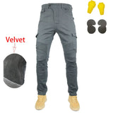 Moto Jeans UGB06 Motorcycle Winter Riding Velvet Jeans Snowmobile Riding Drop-resistant Cashmere Pants With Protective Gears ATV