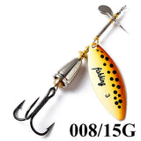 FISH KING 15g Spinner Artificial Bait Fishing Lure Willow Leaf Blades Hard Bait With Treble Hook for Pike Fishing Accessories