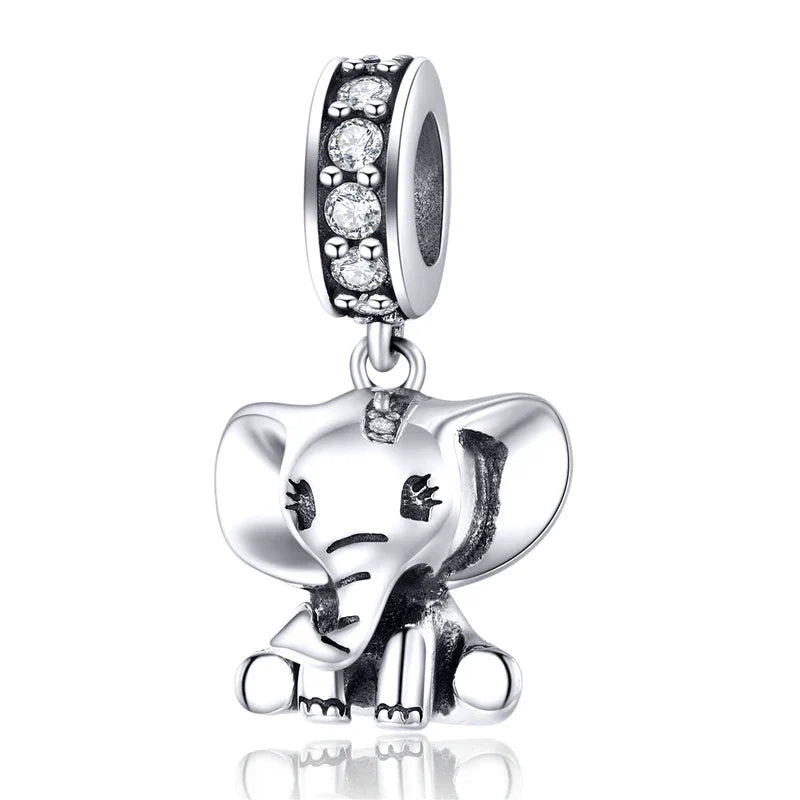 BISAER Alloy Dangle Beads Cup Bulldog Boy Girl Pendants Penguin Letter Charms Beads Fit Women Original Bracelets DIY Jewelry