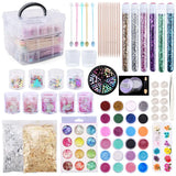 Epoxy Resin Accessories Kit With 3 Layers Box Filling Sequins Powder Metallic Foil Flakes Dried Flowers for DIY Jewelry Making