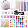 Epoxy Resin Accessories Kit With 3 Layers Box Filling Sequins Powder Metallic Foil Flakes Dried Flowers for DIY Jewelry Making