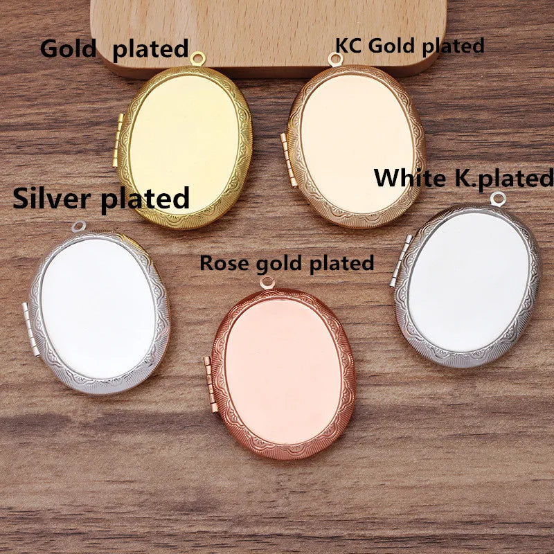 5 PCS Fit 30*40mm Oval Cabochon Metal Brass Locket Pendant Can Open Photo Locket Pendant DIY Necklace Pendant Wholesale