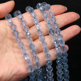 Natural Stone Beads Round Shape Faceted Blue Topaz Loose Spacer Beaded For Jewelry Making DIY Bracelet Necklace Accessories