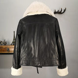 Winter  cotton inside thicker warm real sheep leather jackets female was thin natural fox fur coats sheep fur cuff coat F685