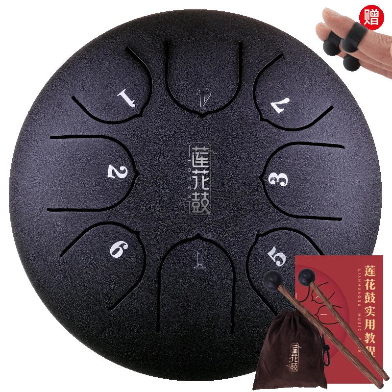 Hluru Glucophone Steel Tongue Drum 6 Inch 8 Notes Ethereal Drum Tone Key C5 Drum Percussion Children Musical Instrument