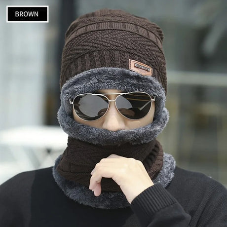 2020 Winter Beanie Hats for Men Women with Thick Fleece Lined Scarf Set Warm Knit Hat Skull Cap Neck Warmer Winter Hat and Scarf