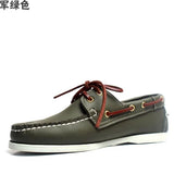 Men's Casual Genuine Leather Docksides Deck Lace Up Moccain Boat Shoes Loafers For Men Driving Fashion Women Shoes Wine Red