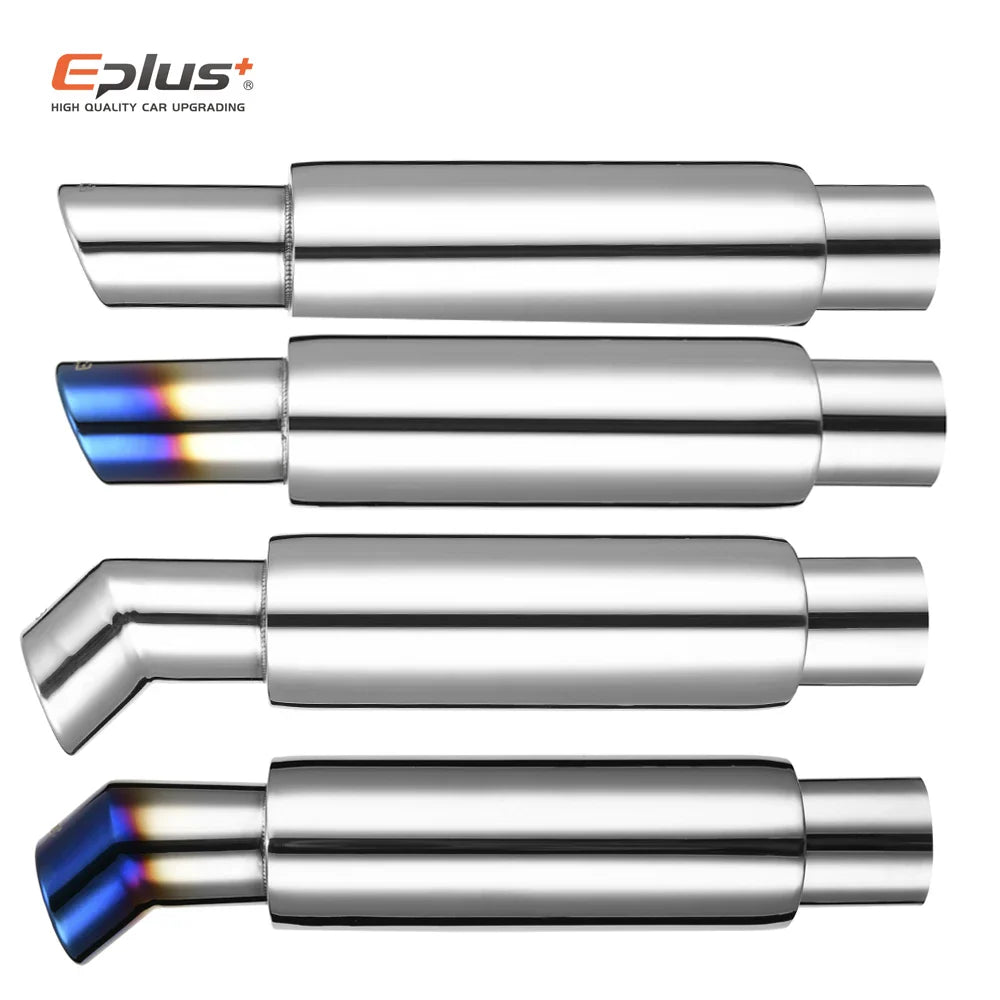 Car Exhaust Pipe Muffler Tail Universal Oval Stainless  51 57 63mm Blue Silver Exhaust System Mufflers Sports Car Sound