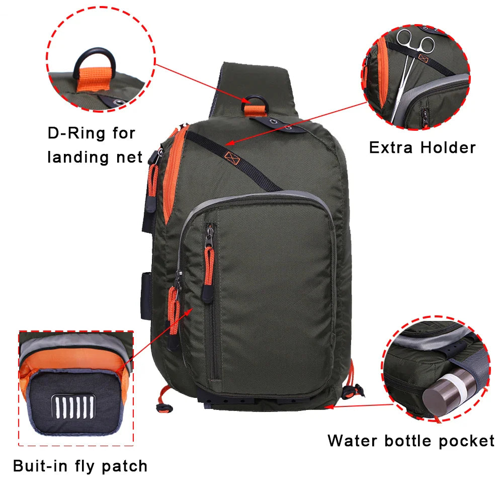 Fly Fishing Sling Pack Fishing Crossbody Sling Tackle Storage Bag Fishing Gear Shoulder Backpack