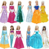 3 Sets Fairy Tale Classic Princess Doll Dresses COSPLAY Party Gown Clothes for Barbie Doll Accessories Kids Dollhouse Toys