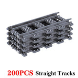 MOC City Train Track Straight Curve Soft Track Set Building Block Railway Electric Train Accessories Toys For Boys