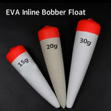 12pcs Saltwater Fishing EVA Foam Inline Bobber Floats Catfish Pike Live Bait Float Rig Accessories15g 20g 30g Buoyancy Optional