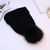 Women Winter Bonnet Soft Thick Beanies Fleece Lined Dual Layer Faux Fur Pom Pom Knitted Hats Fashion Outdoor Sports Skullies  Ca