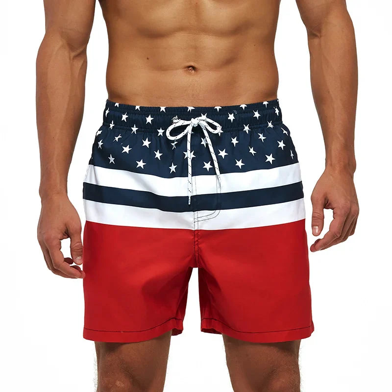 ESCATCH Fast Dry Men's Board Shorts Vertical Stripe Design New Arrival Summer Beach Surfing Man Swim Pants Plus Size