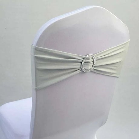 10pcs 50pcs Stretch Spandex Chair Sash Band With Round Buckle Elastic Wedding Chair Bow Tie For Hotel Party Decoration