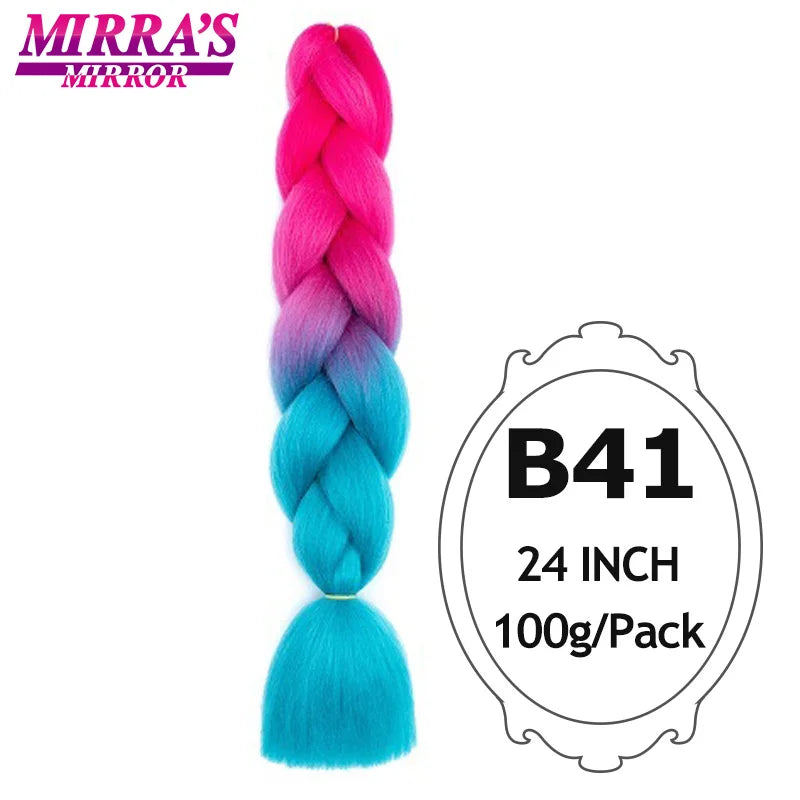 Jumbo Braiding Hair Extensions 24inch Ombre Hair For Braids 5Pcs Box Braid Yaki Texture Synthetic Fiber Fake Hair Mirra’s Mirror