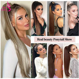 Real Beauty Ponytail Human Hair Wrap Around Horsetail Straight Brazilian100% Remy Human Hair Ponytail Extensions 60/100/120/150g