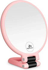 Magnifying Handheld Mirror ,Travel Folding Hand Held Mirror,Double Sided Pedestal Makeup Mirror with 1/2/5/10/15x Magnification