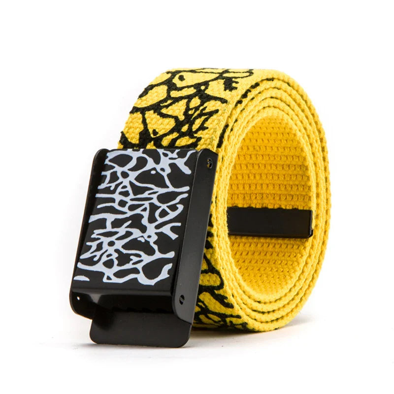 Fashion Pop Print Street Dance Graffiti Popular Casual Men's and Women's Clothes Couple Canvas Belt