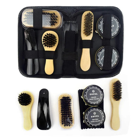 1Set Pro Shoes Care Kit Portable For Boots Sneakers Cleaning Set Brush Shine Polishing Tool For Leather Shoes