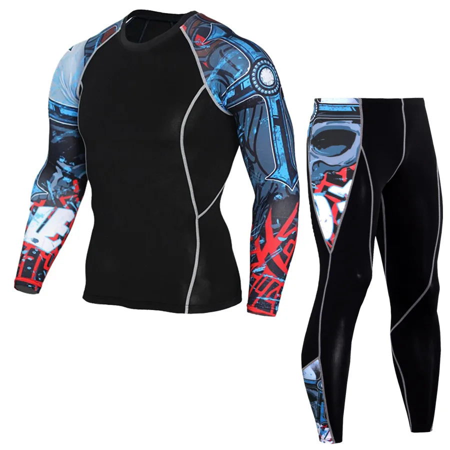 HEROBIKER Men Motorcycle Jacket +Pants Quick Dry Sport Suit Running T-shirt Set  Breathable Tight Long Tops & Pants for Summer